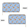 thumbnail image 3 of Leather Thin Slim Wallets for Women Men - Cute Corgi Dog Funny Blue Clutch Card Wallet for Women Men with Zipper, 3 of 7
