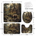 thumbnail image 2 of 4 PCS Rustic Cabin Bear Shower Curtain Set with Rugs, Toilet Lid Cover ,Green Forest Wild Animal Stream Fall Hunting Woodland Farmhouse Wildflower Nature Landscape Bathroom Shower Curtain with Hooks, 2 of 5