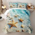 thumbnail image 2 of spefrowx 3D Ocean Starfish Bed Spread Queen for Girls Boys, Summer Seashell Beach Queen Coverlet Set, 3 Pieces, 2 of 7