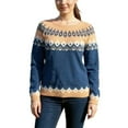 thumbnail image 2 of Stralyhd Fair Isle Sweater Women Boho Retro Knitted Women's Sweaters Stripes Long Sleeve Round Neck Pullover Knitwear Brown Sweater Woman Earthy Yellow XXL, 2 of 4