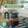thumbnail image 4 of Glass Stove Top Coffee Percolator, 8 Cup, German Made Borosilicate Glass, 4 of 8