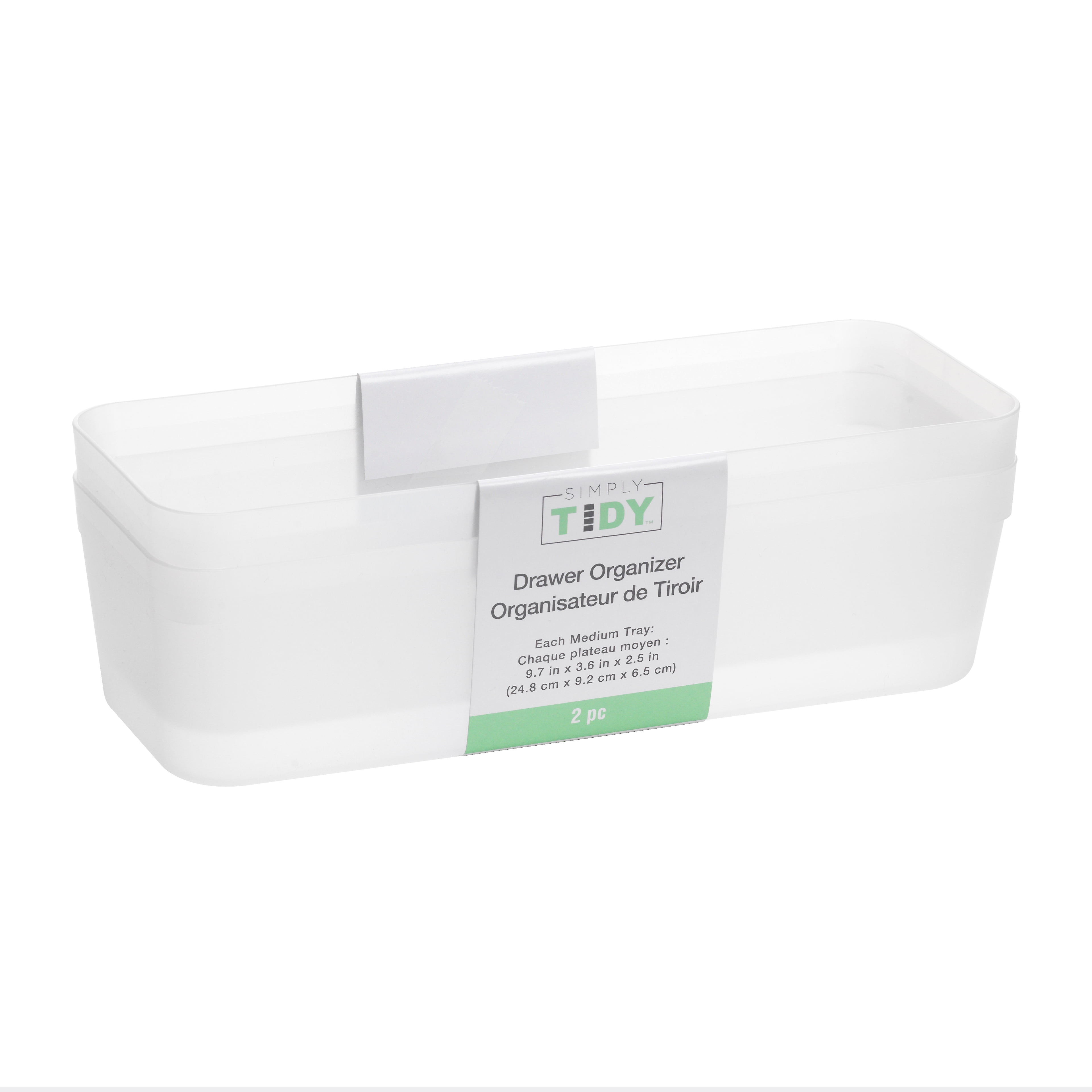 9.7" Clear Drawer Organizer Set by Simply Tidy – Plastic Storage Trays for Craft Supplies - Tools & Office Drawers - Lightweight & Stackable - 24 Pack