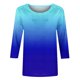thumbnail image 1 of KIHOUT - Camisetas de manga larga para mujer, estilo playero holgado, estilo informal, con mangas 3/4, estampado de moda, cuello redondo, 1 of 5