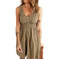 thumbnail image 3 of Vestido sin mangas, vestido de mujer, vestido de verano con escote en V y cintura alta, máxima confiabilidad, 3 of 6