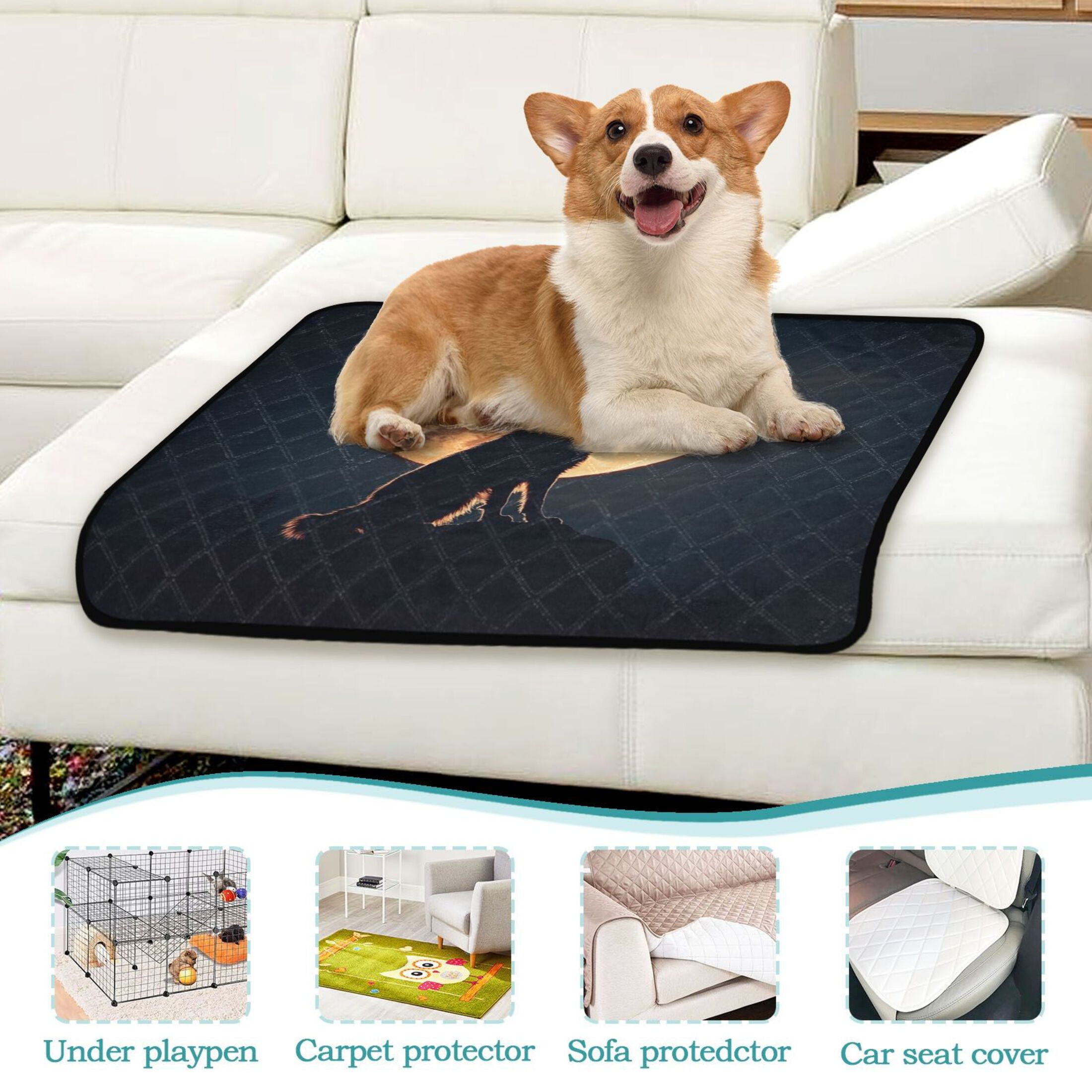 Qxltty The Legend Of Starving Wolf Cat litter Pads Pet Set of 3 Diaper Mats Center Anti-leakage Layer Absorbent Soft and Comfortable