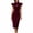 Wine 13, variant on Solid Bow Tie Mock Neck Cap Sleeve Midi Bodycon Dress, Keyhole Front Slim Pencil Dress Elegant Office Business Party Dress Dresses for Women