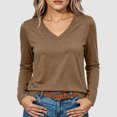 thumbnail image 2 of jjayotai Womens Long Sleeve Shirts V Neck Basic Tee Tops Dressy Casual Business Work Blouses Fall Outfits, 2 of 6