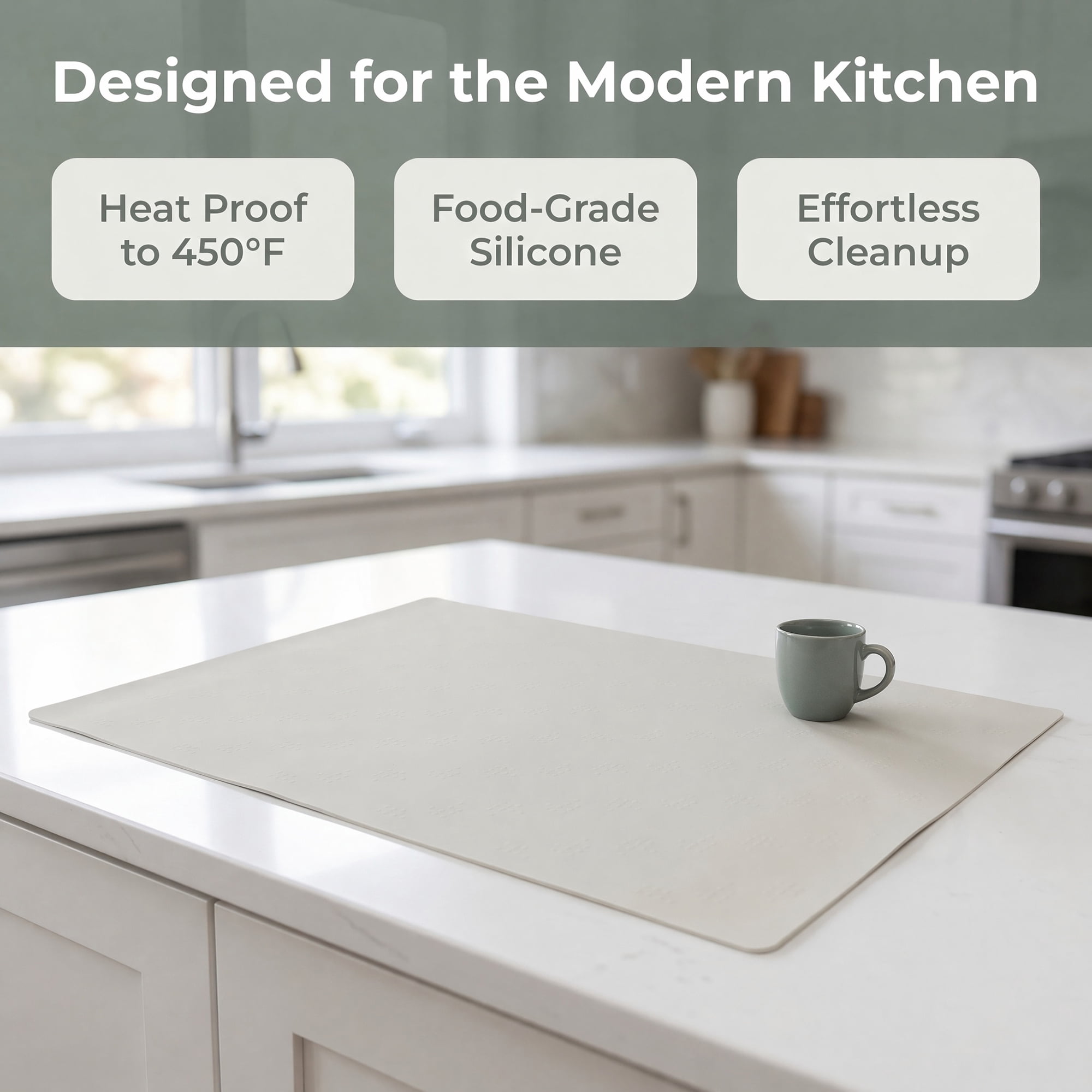 Unique Bargains Silicone Heat Resistant Countertop Protector Pad Mat Gray 35.4"x23.6"