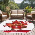 thumbnail image 5 of Happy Canada Day Round Living Room Rugs 7 ft, Red Maple Leaf Flag Beaver Animal Washable Area Rug with Non-Slip Sturdy Edge Binding Round Carpet for Kitchen Office Bedroom, 5 of 9