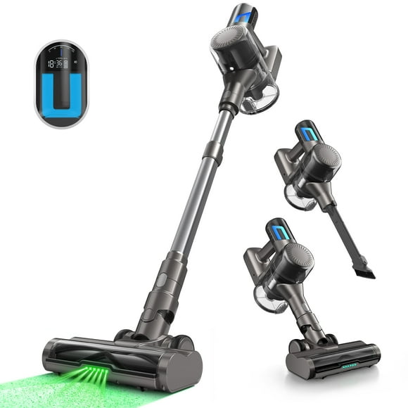MOOSOO Aspirateur Sans Fil, 30Kpa Aspiration Puissante, Léger, Affichage LED, Brosse Anti-Enchevêtrement pour Sol Dur, Tapis, Poils d'Animaux