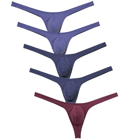 Botmois 5PCS/LOT Men s Solid Spandex Micro Thongs Sexy Guy Contoured Pouch Bikini Tangas String Briefs Lingerie Underpants 5AA X