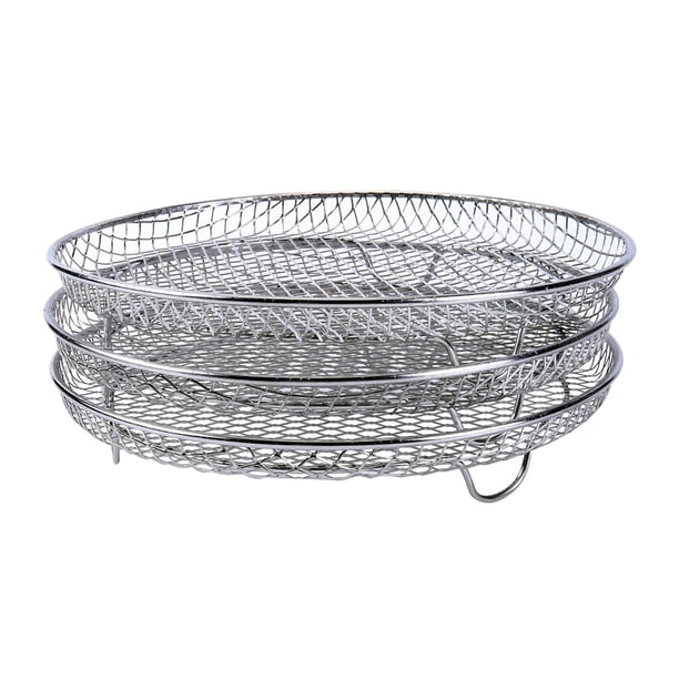 Parrilla deshidratante de material acero inoxidable, accesorios resistentes al calor, soporte deshidratador de 3 niveles para freido aire instantánea, enc Gloria Soporte para deshidratador