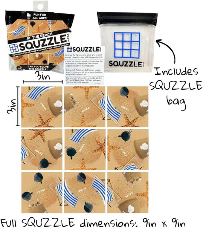 Squzzle Puzzle Brain Teaser | Mind Exercise Game | Travel Activity | Screen Free Activity | Develop Focus & Problem Solving Skills | Collect All Designs | Classroom Activity (Beach)