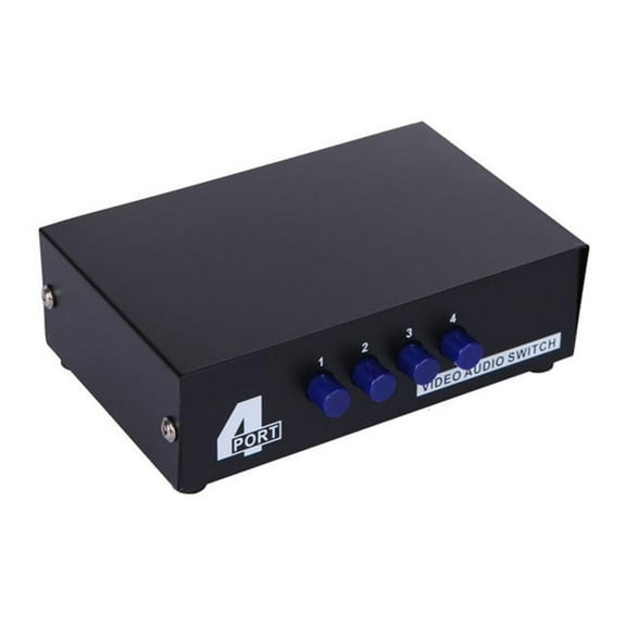 WE-POLUJ Durability Metal Shell Video Select Box 4Way Video Switcher for Easy Connection of Multiple Audios Video Devices