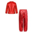 thumbnail image 6 of Zaldita Kids Boys Girls Shiny Metallic Jazz Hip Hop Dance Outfits Long Sleeve T-Shirts and Pants Performance Dancewear Red 2-3, 6 of 7