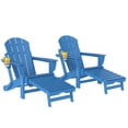 thumbnail image 2 of Outsunny Folding Adirondack Chair Set of 2, HDPE Fire Pit Chair with Retractable Ottoman, Cup Holder and Large Seat for Deck, Garden, Backyard, Blue, 2 of 9