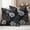 Black Grey, variant on Orange Black Flowers Outdoor Waterproof Throw Pillow Covers 20x20 Set of 2, Modern Abstract Blooms Floral Decorative Pillowcases Cushion Pillowcase for Couch Sofa Patio Outside Pillow Protector