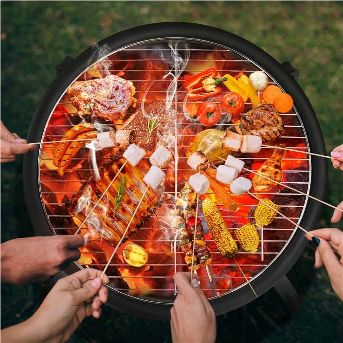 Renwick Round Iron Fire Pit for Bonfire Camping BBQ, Black