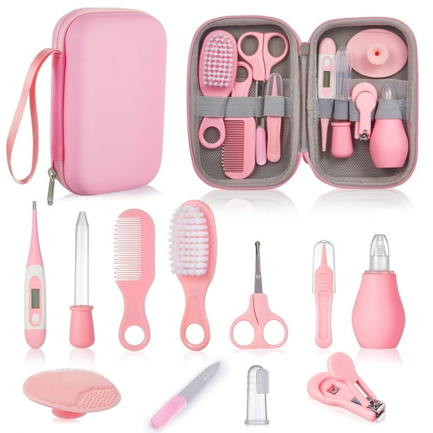 Lictin Kit de Cuidado y Salud para Bebés, Set de Cuidado de Seguridad para Guardería con Termómetro, Cortauñas, Cepillo y Peine, Kit de Cuidado para Bebés Recién Nacidos Niñas, Color Rosa