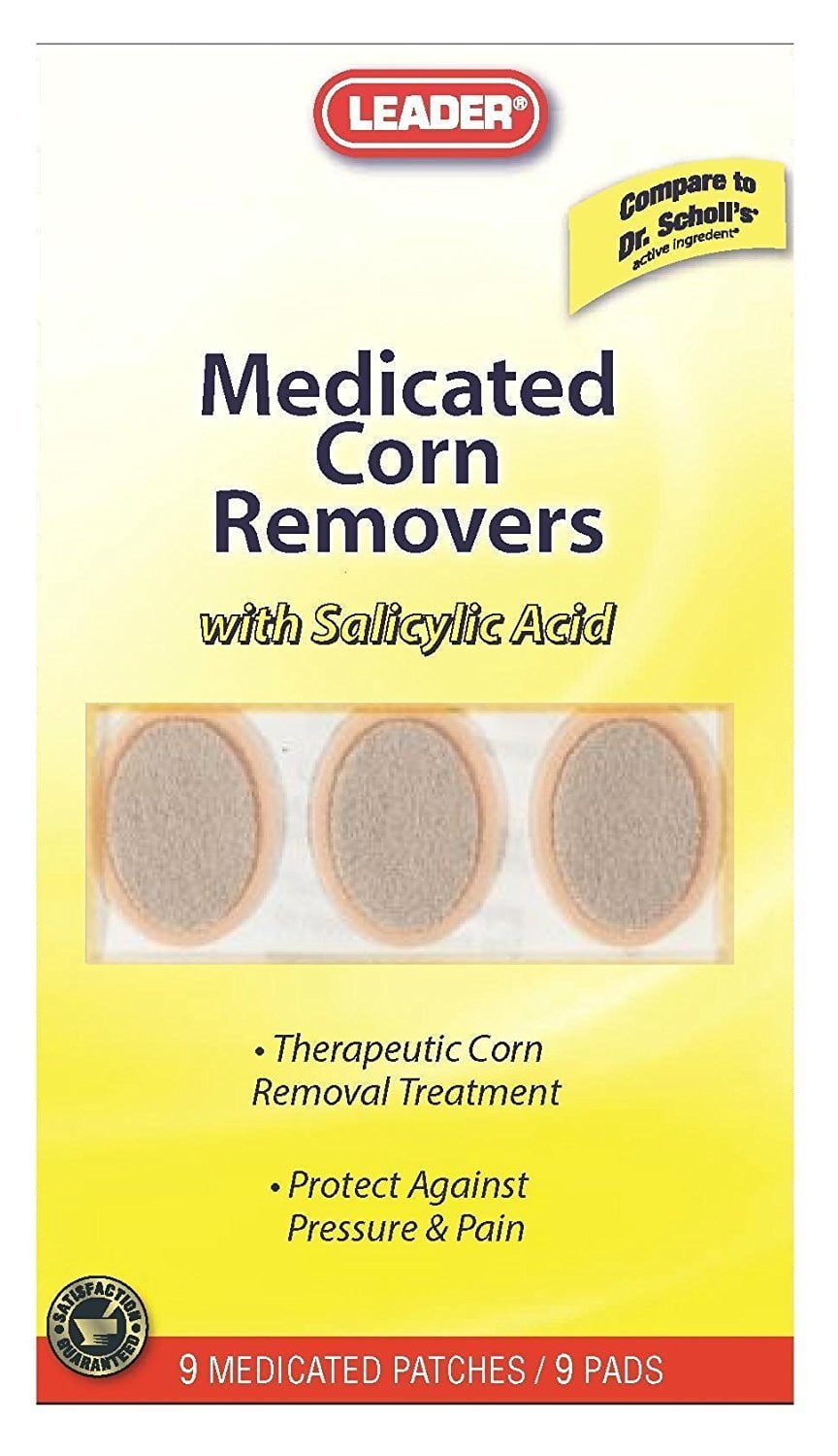 Leader Medicated Corn Remover with Salicylic Acid, Therapeutic Corn Removal Treatment 9 Pads