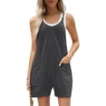 thumbnail image 1 of Women Rompers Jumpsuits Polyester Spandex Shorts Overalls With Pockets Loose Comfy Summer Casual Wear, 1 of 4