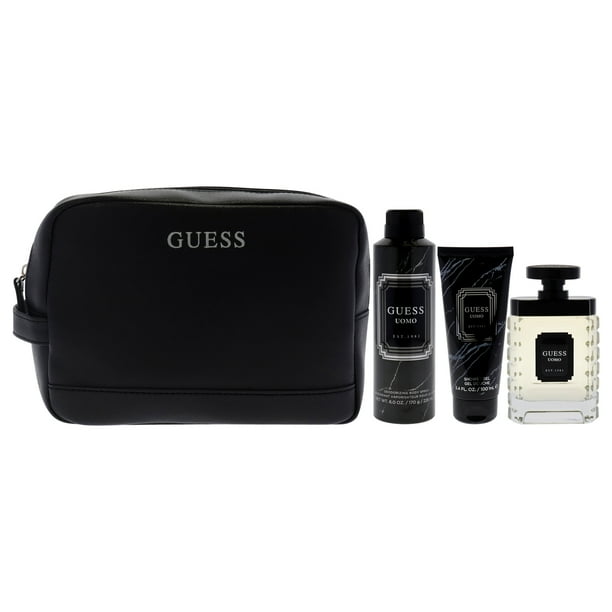 Guess Uomo de Guess para hombres set de regalo de 4 piezas spray EDT de 3 4 oz spray corporal desodorante de 6 oz gel de ducha de 3 4 oz estuche