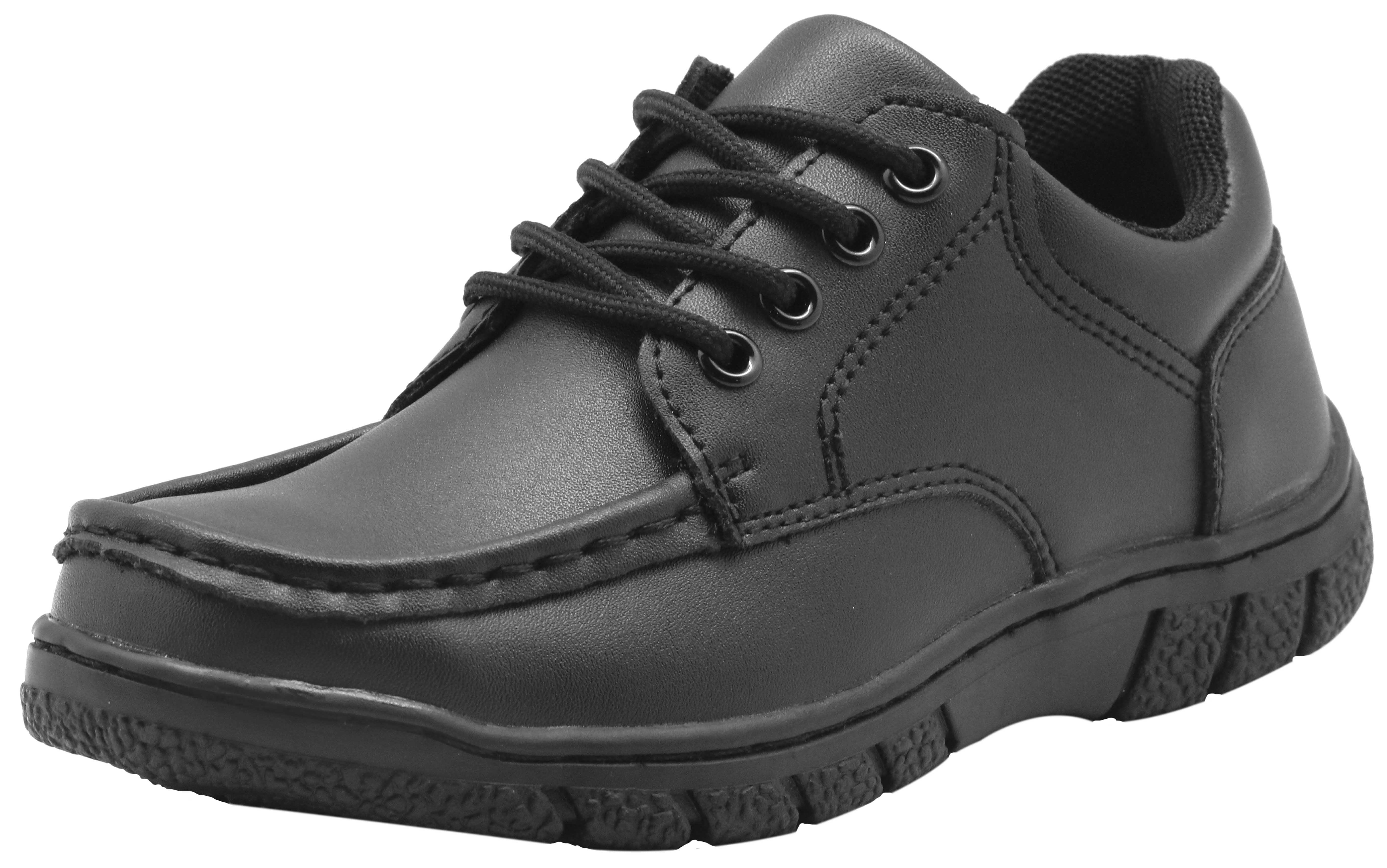 BOYS BLACK FAUX LEATHER ONE TOUCH LACE UP FASTENING SCHOOL GOODY 2 SHOES 13-5 UK