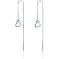 thumbnail image 6 of Solid 925 Sterling Silver Love Heart Chain Dangle Earrings Drops for Women Teens Heart Tassel Dangle Earrings Threader, 6 of 12