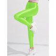 thumbnail image 2 of iEFiEL Womens Shiny Glossy High Waisted Yoga Pants Stretchy Workout Dance Skinny Leggings Fluorescent Green XL, 2 of 3