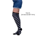 thumbnail image 3 of Qarigey Paquete de 2 calcetines a rayas de talla grande hasta el muslo, transpirabilidad, apariencia única y flexible, calcetines antideslizantes, Medias rayas negras grises, 3 of 6
