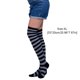 thumbnail image 4 of Sonducket Paquete de 2 calcetines a rayas de talla grande hasta el muslo, transpirabilidad, apariencia única y flexible, calcetines antideslizantes, Medias rayas negras grises, 4 of 6