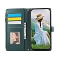 thumbnail image 7 of iPhone 15 Plus Wallet Case, with Crossbody Shoulder Strap Hand Wrist Cards Holder Zipper Pocket RFID Blocking Shockproof Flip Cover Stand Snap Closure Phone Case for Apple iPhone 15 Plus, Green, 7 of 7