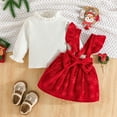 thumbnail image 4 of CAICJ98 Baby Girl First Christmas Outfit Knit Shirt Tops Suspender Dress Fall Winter Outfits Puff Long Sleeve Jumpsuit Toddler Girl Clothes Red,Size 18-24 Months, 4 of 7