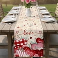 thumbnail image 4 of Pink Valentines Day Table Runner - 48 Inch Long Love Heart Eucalyptus Botanical Retro Cotton and Linen Blended Dress Scarves Farmhouse Table Runner for Kitchen Dining, Coffee Table, 13" x 48", 4 of 8