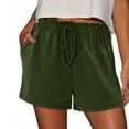 thumbnail image 5 of Summer Shorts for Women 2025 Trendy Solid Color Wide Leg Shorts Elastic High Waisted Shorts Drawstring Shorts with Pockets, 5 of 8