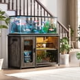 thumbnail image 3 of Homieasy Heavy Duty 55-75 Gallon Aquarium Stand with Power Outlets, LED Light & Storage Cabinet - Reversible Metal Fish Tank Stand, 880LBS Capacity,Gray Oak, 3 of 6