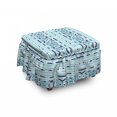 thumbnail image 1 of Ethnic Ottoman Cover, Aztec Inspired Formation, 2 Piece Slipcover Set with Ruffle Skirt for Square Round Cube Footstool Decorative Home Accent, Standard Size, Deep Sky Blue Indigo, by Ambesonne, 1 of 5