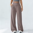 thumbnail image 2 of Abomasnow Women's Dressy Pants High Waisted Straight Leg Pleated Pants Work Office Casual Soft Yoga Workout Pants with Pockets, 2 of 7