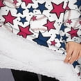 thumbnail image 3 of Oversized Wearable Blanket Hoodie,Red White Blue Baseballs and Stars Pattern Sherpa Blanket Hoodie with Super Pockets,Super Warm Fuzzy Pullover for Women & Men, 3 of 6