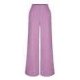 thumbnail image 5 of BXINGOHAI Wide Leg Pants for Women High Waist Casual Long Palazzo Pants Loose Business Work Office Trousers with Pockets Pink,L, 5 of 7