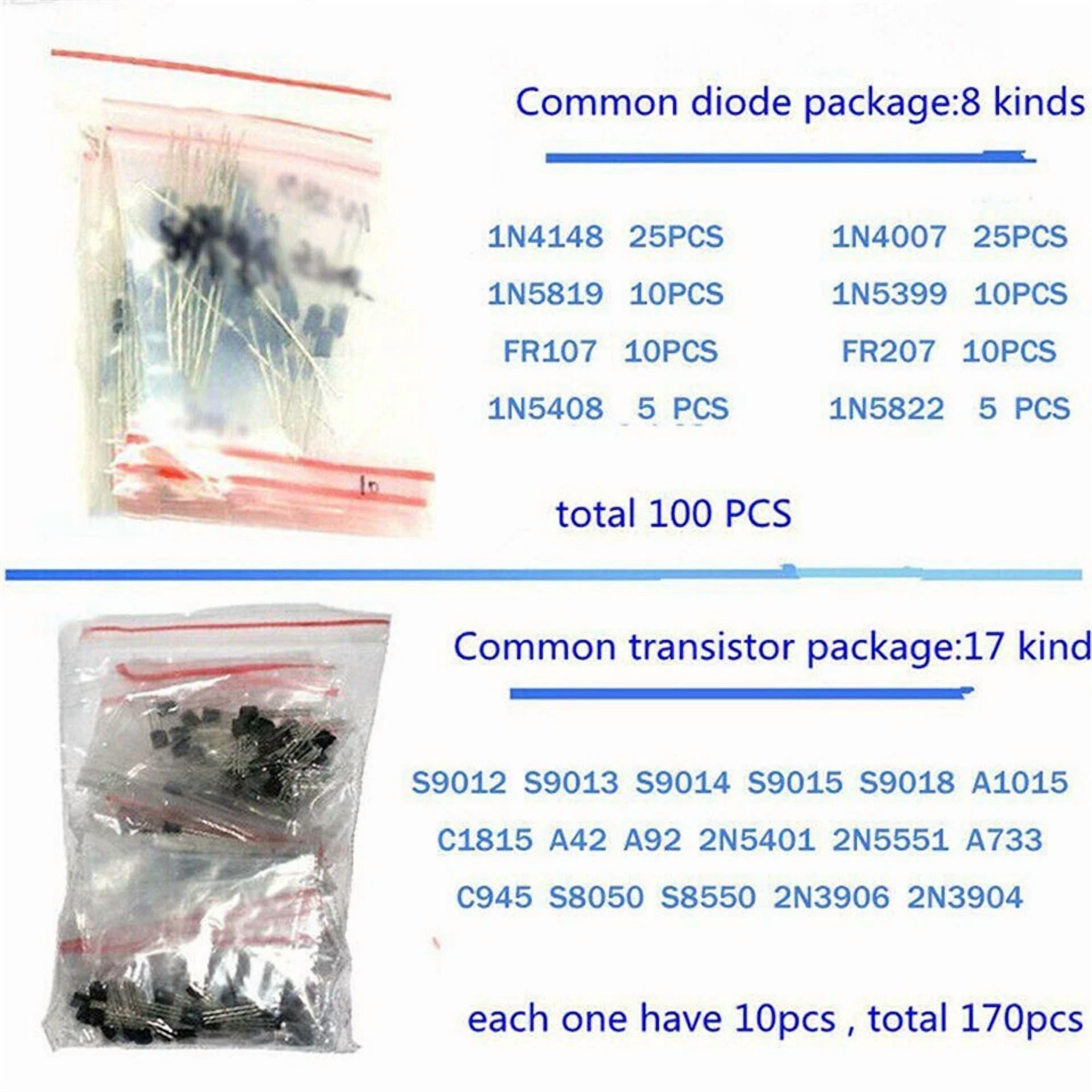 CIRCLE- 1390Pcs/Set Electronic Components Kit Basic Diodes Transistors Assortment