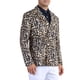 thumbnail image 4 of Blazer de leopardo INSPIRE CHIC para hombres, chaqueta deportiva de doble botonadura con solapa de pico, traje de animal, talla XL, marrón, 4 of 6