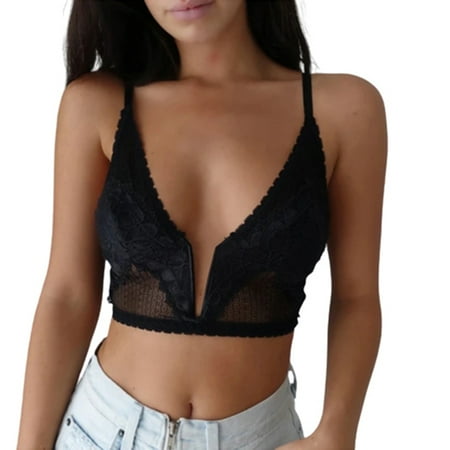 

Lovaru Women Lingerie Bralette V-neck Adjustable Shoulder Strap Lace Bra