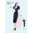 thumbnail image 2 of Unknown 11x14 Black Ornate Wood Framed with Double Matting Museum Art Print Titled - Royal Blue Dress with Corsage, 1947, 2 of 4