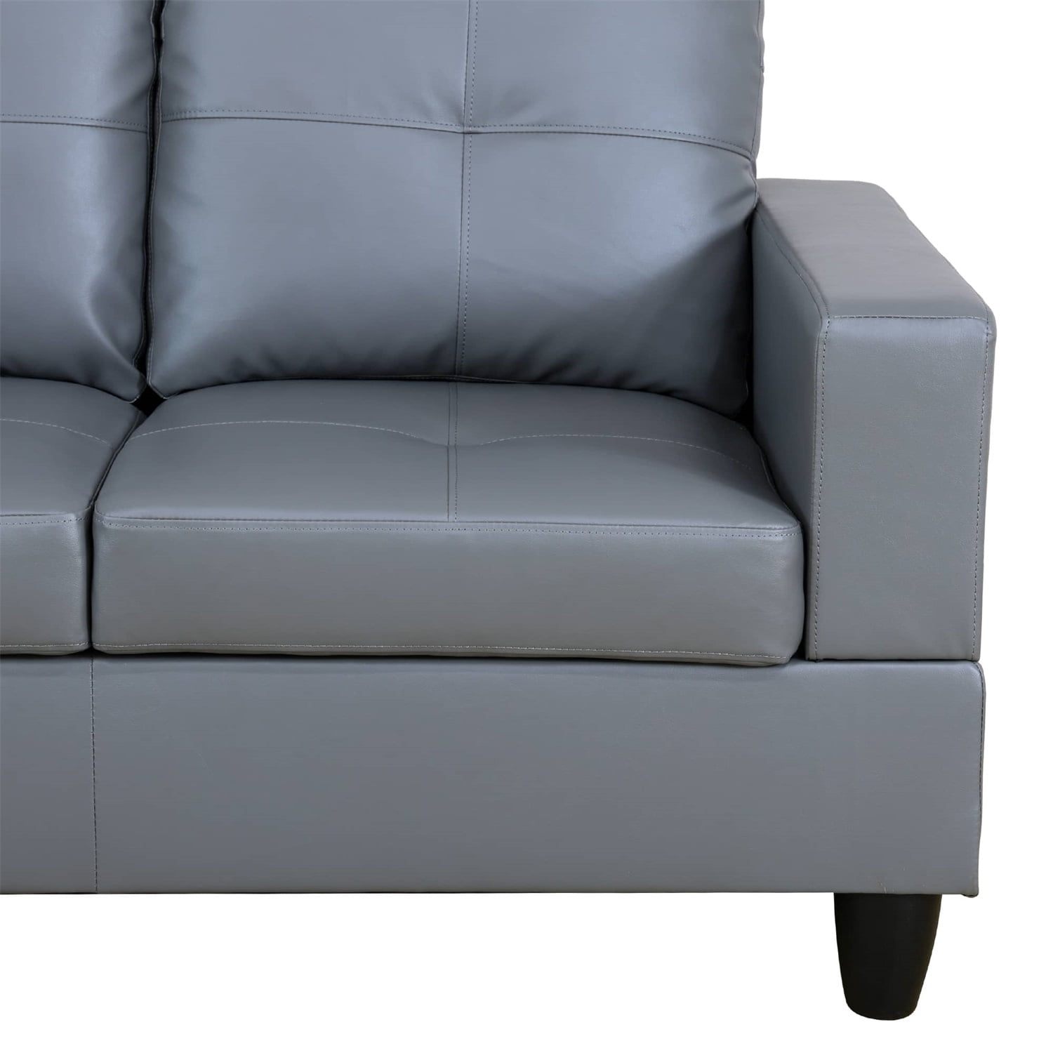 Hommoo Sofa Set, Semi PU Synthetic Leather 2-Piece Couch Living Room Sofa Set, Dark Grey