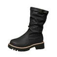 thumbnail image 2 of SKIYLEVZ Women's Snow Boots Warm Winter Fashion Boots Thermal Fleece Lined Soft Sole Warm Boots with Side Zipper Cold Weather Daily Outfit Party Club Footwear, 2 of 9