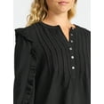 thumbnail image 4 of Time and Tru Women's Pintuck Ruffle Blouse with Long Sleeves, Sizes XS – XXXL, 4 of 5