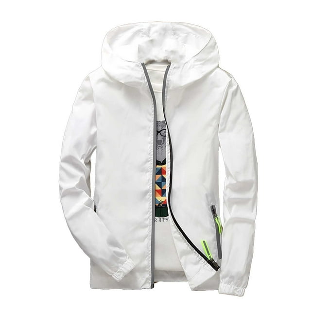 Vestes Décontractées pour Hommes avec Fermeture Éclair Réfléchissante, Coupe-Vent Léger à Capuche pour Activités Extérieures Printemps Automne