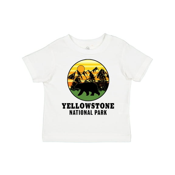 Inktastic Yellowstone National Park with Bear Mountains and Trees Cricle Boys or Girls Toddler T-Shirt