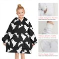 thumbnail image 6 of Halloween Ghost and Bat Silhouette Pattern Blanket Hoodies for Kids 6-13YR Oversize Wearable Blanket Hoodies for Boys Girls Teens, 6 of 7